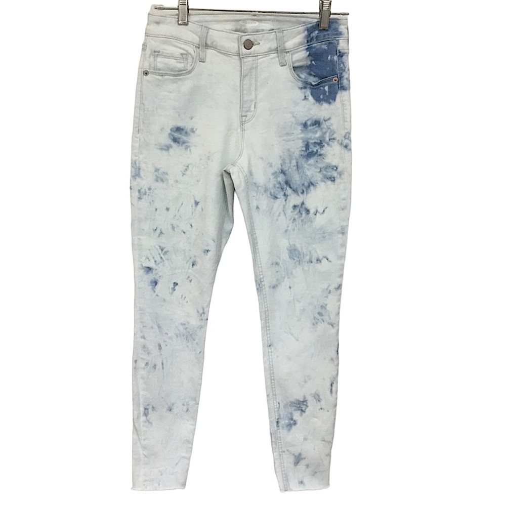 OLD NAVY sz 6 Jeans Super Skinny Ankle Rockstar Stretch Tie Dye Light Wash Blue